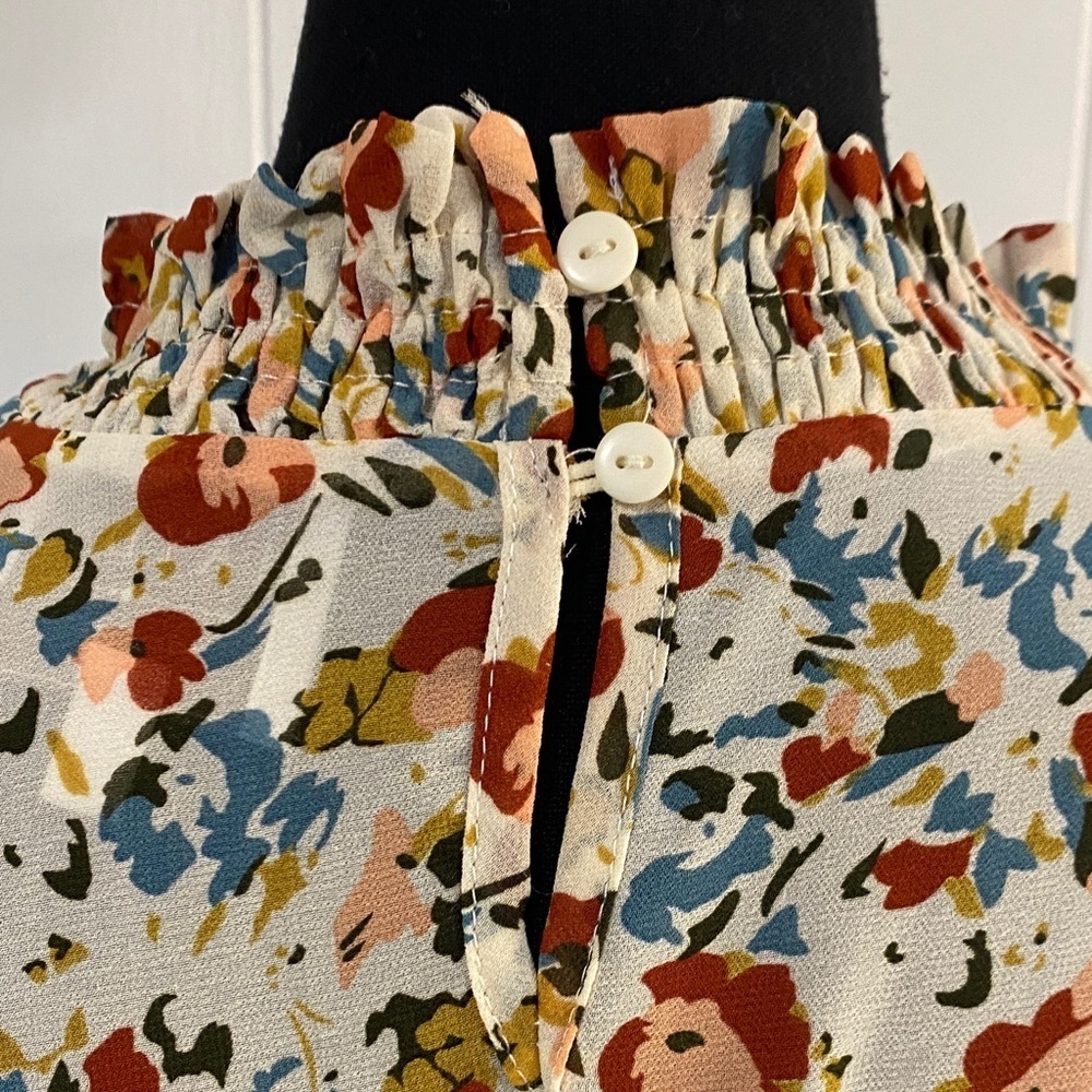 Prairiecore Floral Dress Romantic Vintage Inspired Flowy Feminine Ruffle | Large - Picture 9 of 15